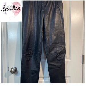 VINTAGE 100% Leather High Waist Pleat front Trousers Toffs
